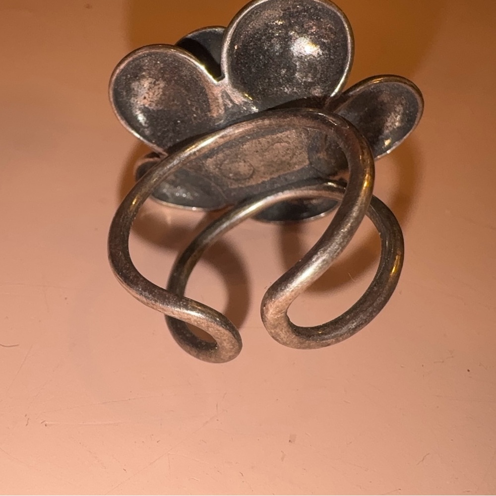 Silver Flower Statement Ring - image 7